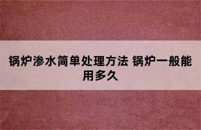 锅炉渗水简单处理方法 锅炉一般能用多久